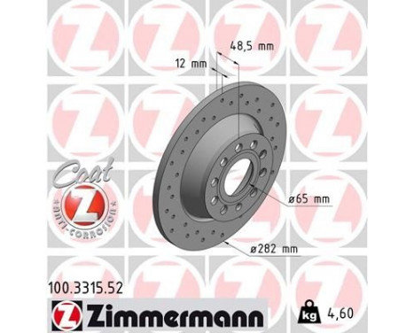 Bromsskiva SPORT COAT Z 100.3315.52 Zimmermann, bild 2