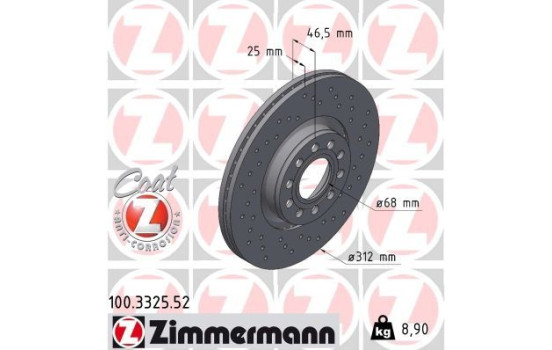 Bromsskiva SPORT COAT Z 100.3325.52 Zimmermann, bild 2