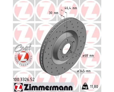 Bromsskiva SPORT COAT Z 100.3326.52 Zimmermann, bild 2