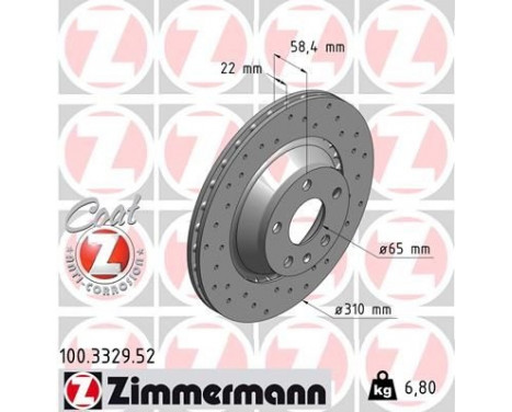 Bromsskiva SPORT COAT Z 100.3329.52 Zimmermann, bild 2