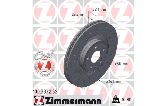 Bromsskiva SPORT COAT Z 100.3332.52 Zimmermann, bild 2