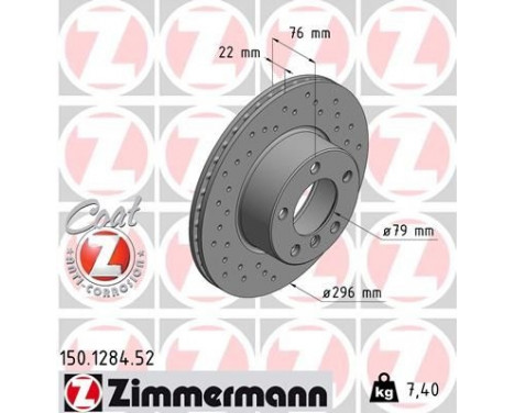 Bromsskiva SPORT COAT Z 150.1284.52 Zimmermann, bild 2