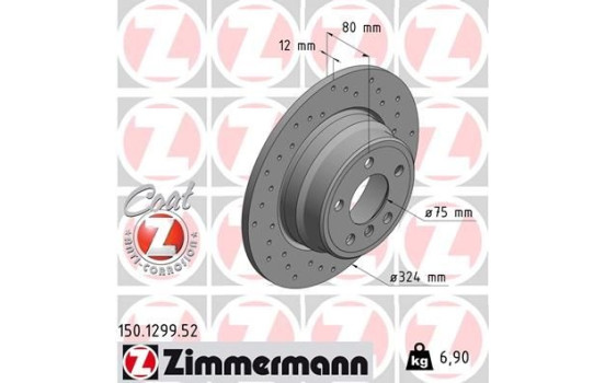 Bromsskiva SPORT COAT Z 150.1299.52 Zimmermann, bild 2