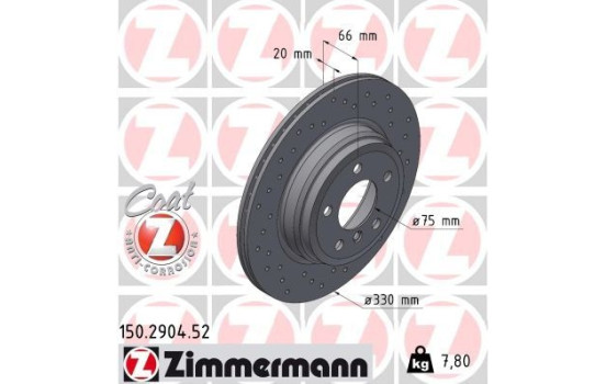 Bromsskiva SPORT COAT Z 150.2904.52 Zimmermann, bild 2