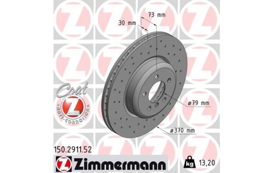 Bromsskiva SPORT COAT Z 150.2911.52 Zimmermann, bild 2