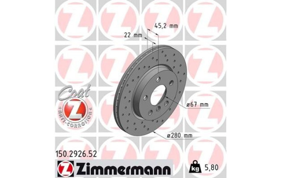 Bromsskiva SPORT COAT Z 150.2926.52 Zimmermann, bild 2