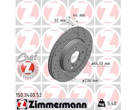 Bromsskiva SPORT COAT Z 150.3400.52 Zimmermann, bild 2