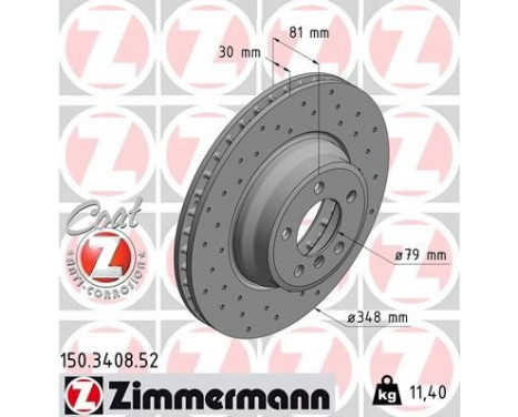 Bromsskiva SPORT COAT Z 150.3408.52 Zimmermann, bild 2