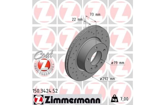 Bromsskiva SPORT COAT Z 150.3424.52 Zimmermann, bild 2