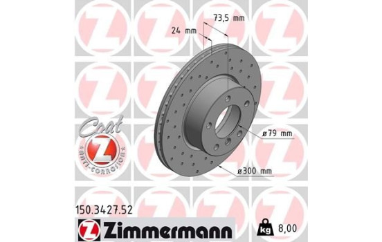Bromsskiva SPORT COAT Z 150.3427.52 Zimmermann, bild 2