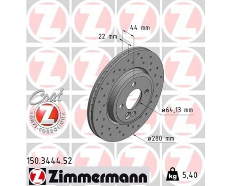 Bromsskiva SPORT COAT Z 150.3444.52 Zimmermann, bild 2