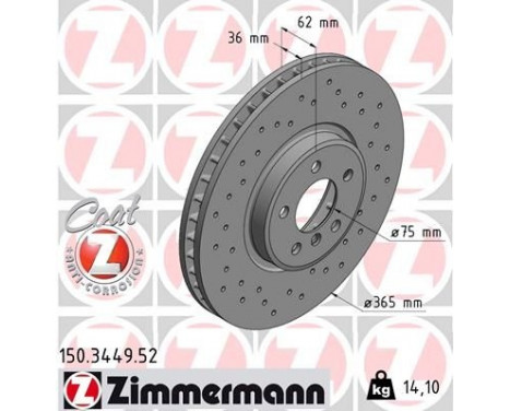 Bromsskiva SPORT COAT Z 150.3449.52 Zimmermann, bild 2