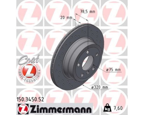 Bromsskiva SPORT COAT Z 150.3450.52 Zimmermann, bild 2