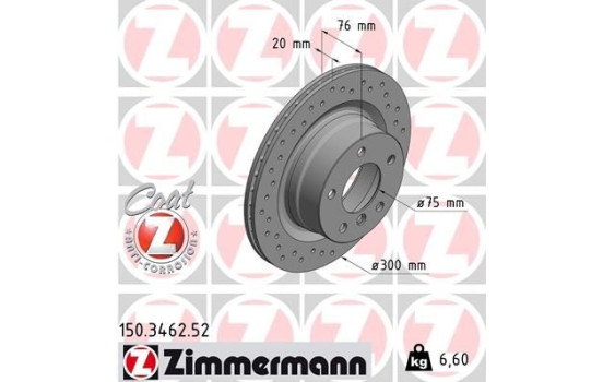 Bromsskiva SPORT COAT Z 150.3462.52 Zimmermann, bild 2