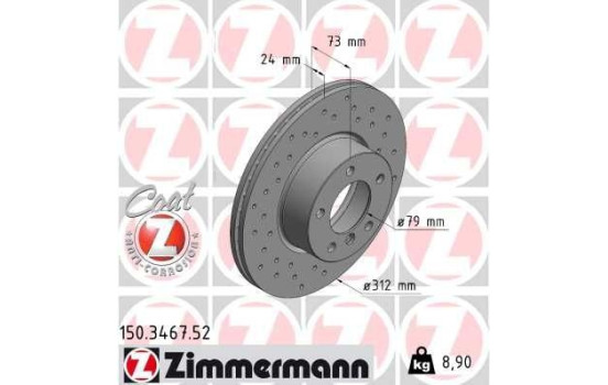 Bromsskiva SPORT COAT Z 150.3467.52 Zimmermann, bild 2