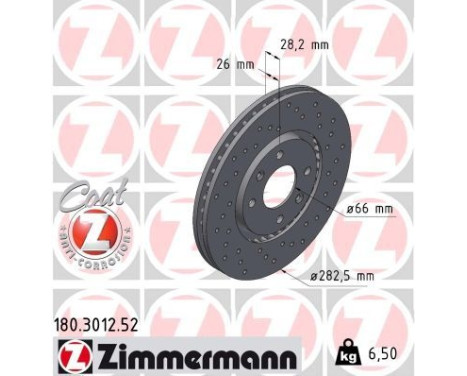 Bromsskiva SPORT COAT Z 180.3012.52 Zimmermann, bild 2