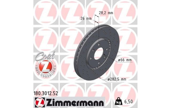 Bromsskiva SPORT COAT Z 180.3012.52 Zimmermann, bild 2