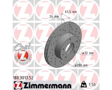 Bromsskiva SPORT COAT Z 180.3013.52 Zimmermann, bild 2