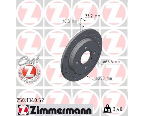 Bromsskiva SPORT COAT Z 250.1340.52 Zimmermann, bild 2