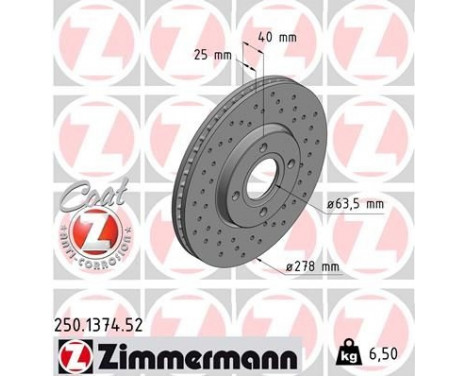 Bromsskiva SPORT COAT Z 250.1374.52 Zimmermann, bild 2