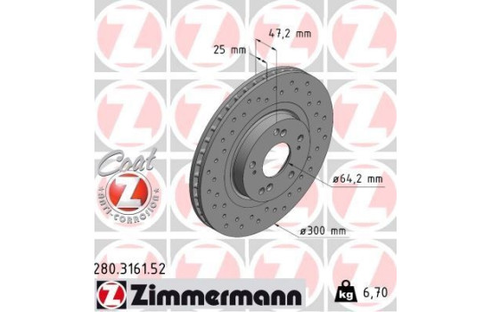 Bromsskiva SPORT COAT Z 280.3161.52 Zimmermann, bild 2