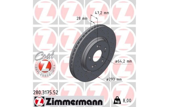 Bromsskiva SPORT COAT Z 280.3175.52 Zimmermann, bild 2