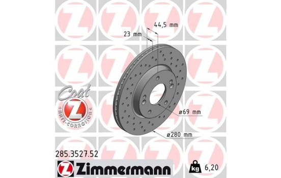 Bromsskiva SPORT COAT Z 285.3527.52 Zimmermann, bild 2