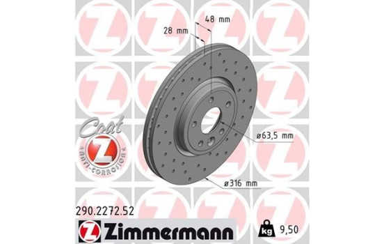Bromsskiva SPORT COAT Z 290.2272.52 Zimmermann, bild 2