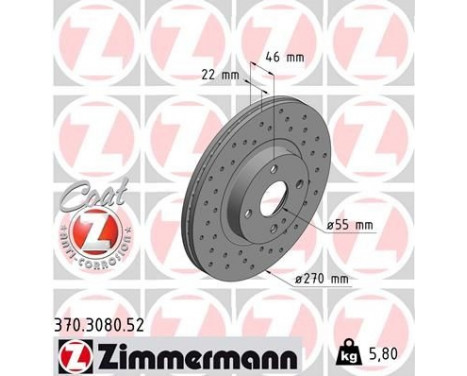 Bromsskiva SPORT COAT Z 370.3080.52 Zimmermann, bild 2