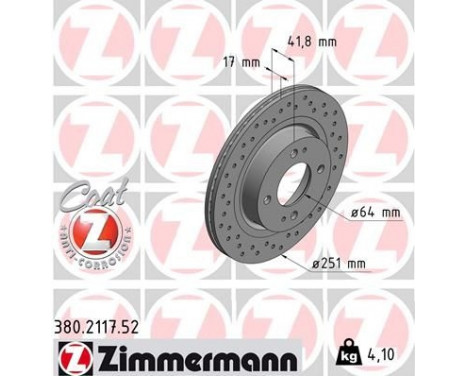 Bromsskiva SPORT COAT Z 380.2117.52 Zimmermann, bild 2