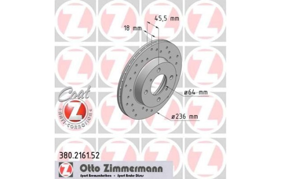 Bromsskiva SPORT COAT Z 380.2161.52 Zimmermann