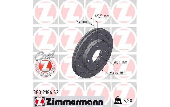 Bromsskiva SPORT COAT Z 380.2166.52 Zimmermann, bild 2