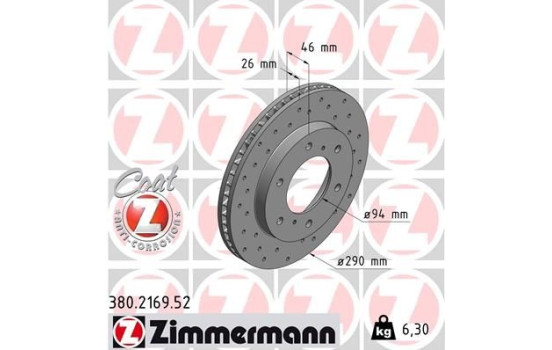 Bromsskiva SPORT COAT Z 380.2169.52 Zimmermann, bild 2