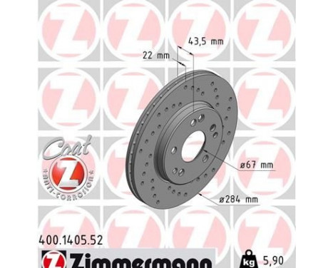 Bromsskiva SPORT COAT Z 400.1405.52 Zimmermann, bild 2