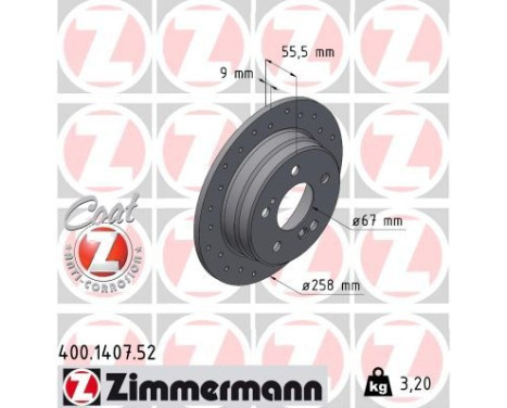 Bromsskiva SPORT COAT Z 400.1407.52 Zimmermann, bild 2