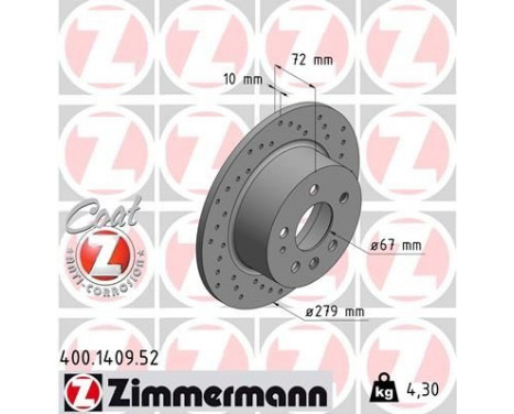 Bromsskiva SPORT COAT Z 400.1409.52 Zimmermann, bild 2