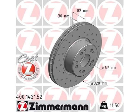 Bromsskiva SPORT COAT Z 400.1421.52 Zimmermann, bild 2