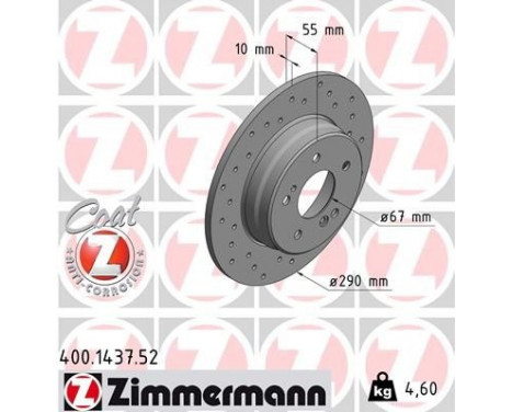 Bromsskiva SPORT COAT Z 400.1437.52 Zimmermann, bild 2