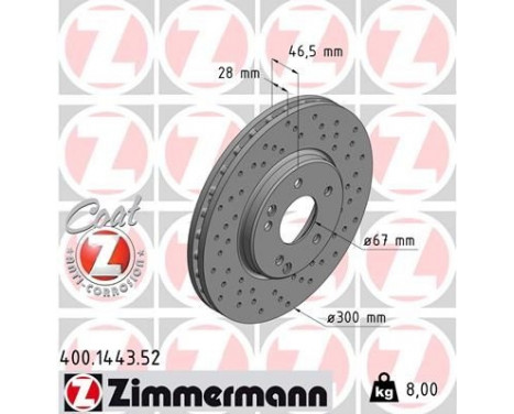 Bromsskiva SPORT COAT Z 400.1443.52 Zimmermann, bild 2