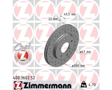 Bromsskiva SPORT COAT Z 400.3602.52 Zimmermann, bild 2