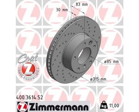 Bromsskiva SPORT COAT Z 400.3614.52 Zimmermann, bild 2