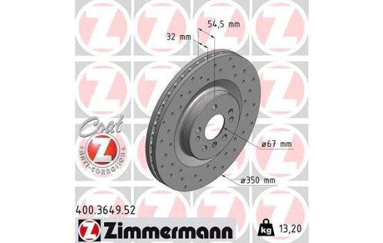 Bromsskiva SPORT COAT Z 400.3649.52 Zimmermann, bild 2