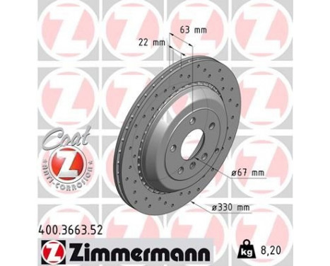 Bromsskiva SPORT COAT Z 400.3663.52 Zimmermann, bild 2