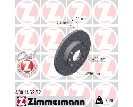 Bromsskiva SPORT COAT Z 430.1452.52 Zimmermann, bild 2