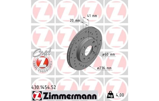 Bromsskiva SPORT COAT Z 430.1454.52 Zimmermann, bild 2