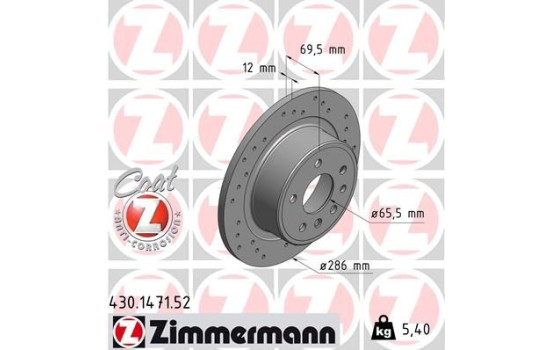 Bromsskiva SPORT COAT Z 430.1471.52 Zimmermann, bild 2