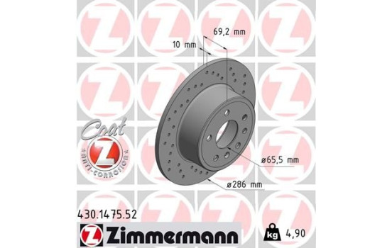 Bromsskiva SPORT COAT Z 430.1475.52 Zimmermann, bild 2