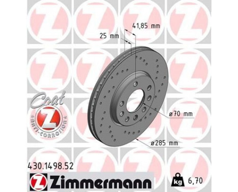 Bromsskiva SPORT COAT Z 430.1498.52 Zimmermann, bild 2