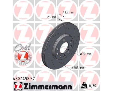Bromsskiva SPORT COAT Z 430.1498.52 Zimmermann, bild 2