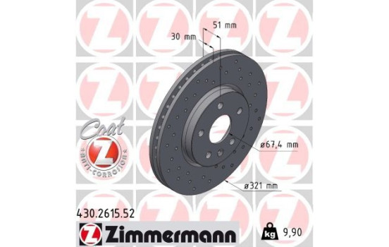 Bromsskiva SPORT COAT Z 430.2615.52 Zimmermann, bild 2